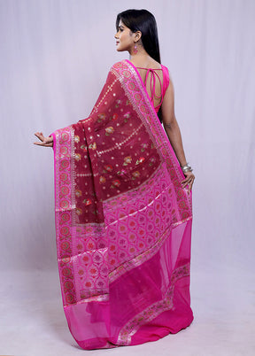 Maroon Pure Georgette Saree With Blouse Piece - Indian Silk House Agencies