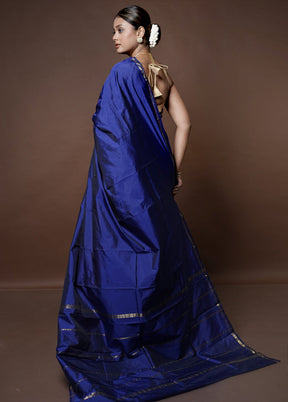 Blue Kanjivaram Silk Saree With Blouse Piece