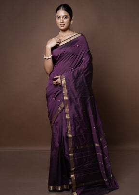 Purple Kanjivaram Silk Saree With Blouse Piece