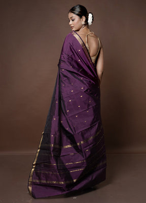 Purple Kanjivaram Silk Saree With Blouse Piece