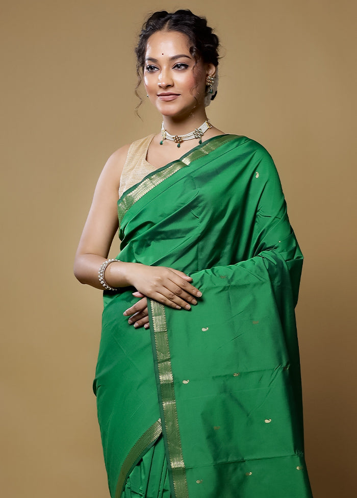 Green Kanjivaram Silk Saree With Blouse Piece