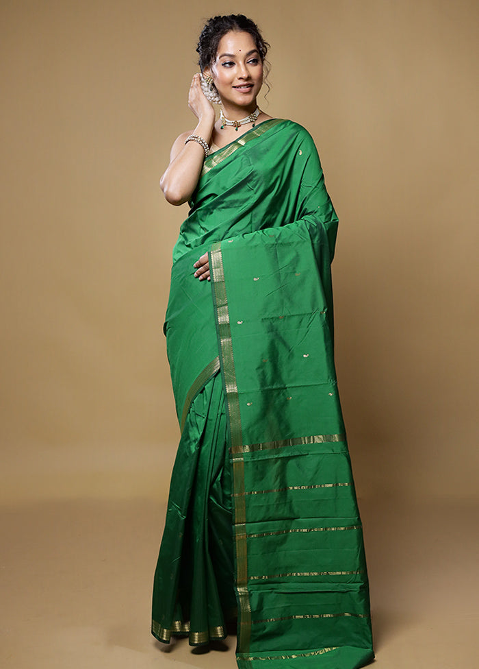 Green Kanjivaram Silk Saree With Blouse Piece