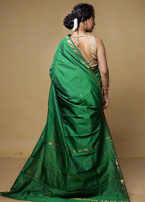 Green Kanjivaram Silk Saree With Blouse Piece