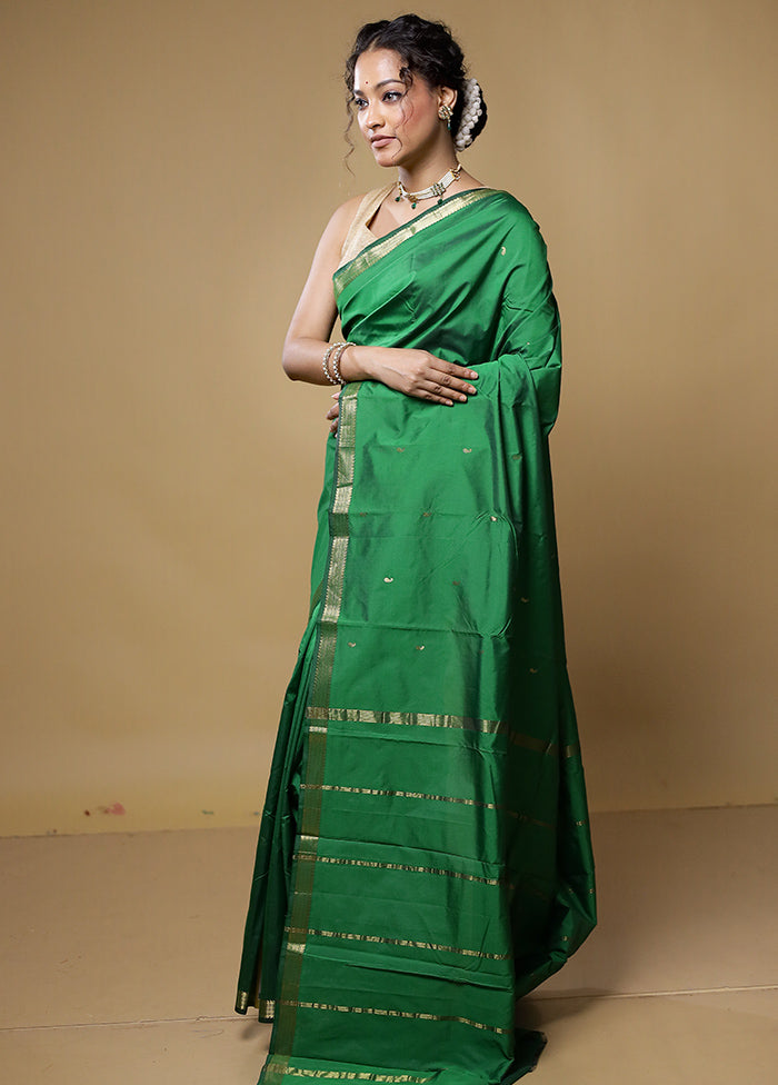 Green Kanjivaram Silk Saree With Blouse Piece