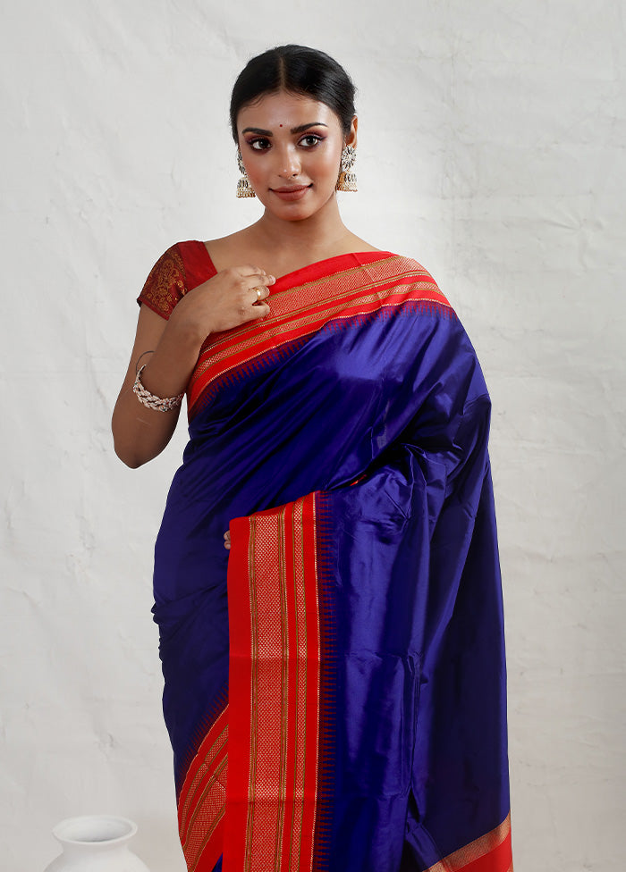 Blue Kanjivaram Pure Silk Saree With Blouse Piece - Indian Silk House Agencies