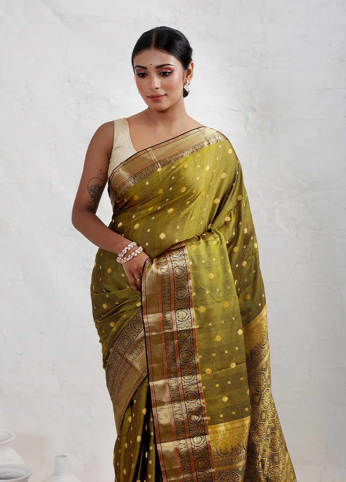 Green Kanjivaram Pure Silk Saree With Blouse Piece - Indian Silk House Agencies