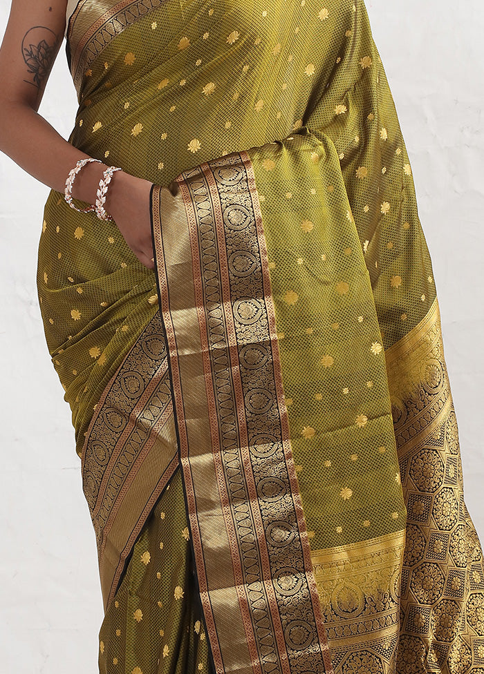 Green Kanjivaram Pure Silk Saree With Blouse Piece - Indian Silk House Agencies