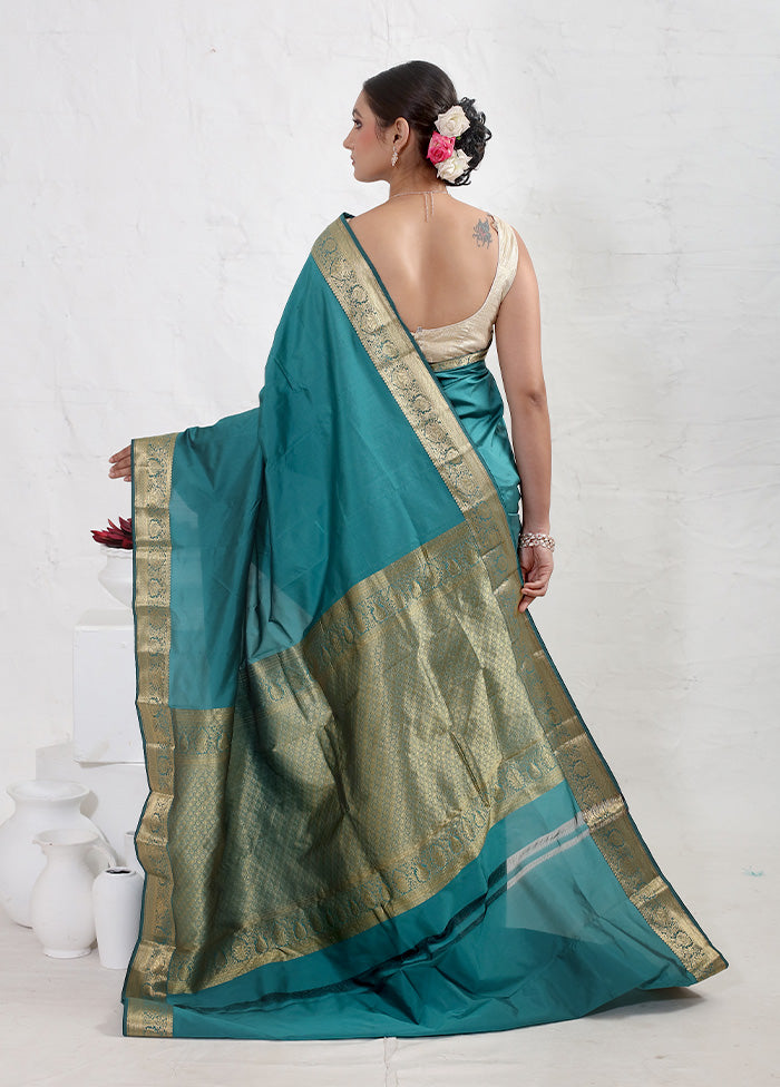 Blue Kanjivaram Silk Saree With Blouse Piece - Indian Silk House Agencies