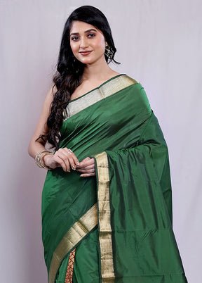 Green Kanjivaram Silk Saree With Blouse Piece - Indian Silk House Agencies