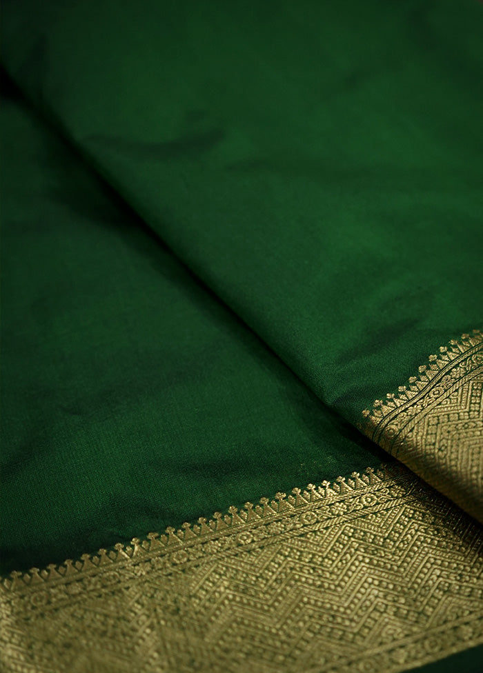 Green Kanjivaram Silk Saree With Blouse Piece - Indian Silk House Agencies