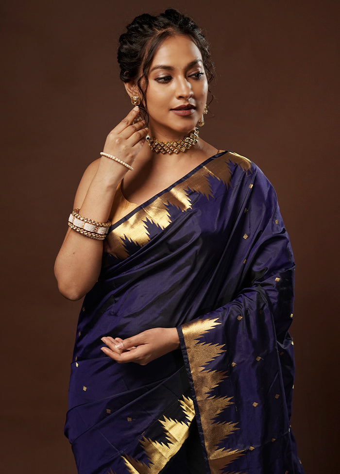 Blue Kanjivaram Silk Saree With Blouse Piece - Indian Silk House Agencies