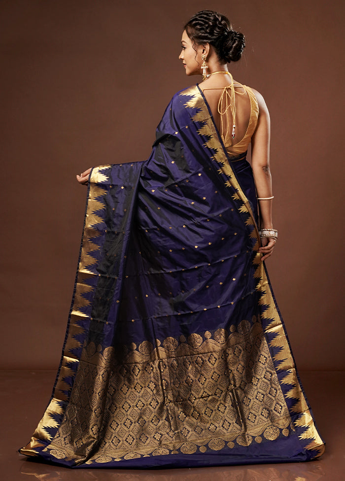 Blue Kanjivaram Silk Saree With Blouse Piece - Indian Silk House Agencies