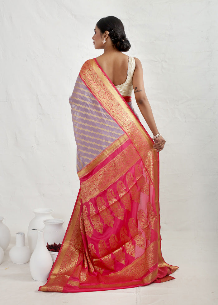 Purple Georgette Saree With Blouse Piece - Indian Silk House Agencies