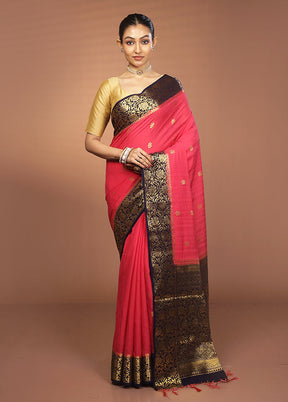 Pink Dupion Silk Saree With Blouse Piece