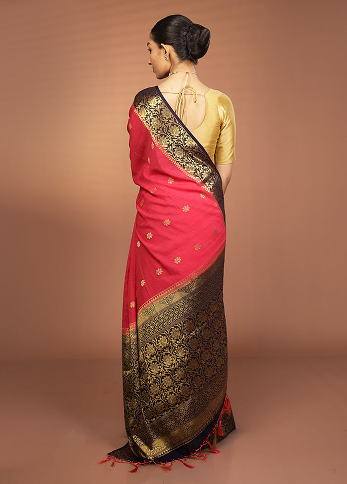 Pink Dupion Silk Saree With Blouse Piece