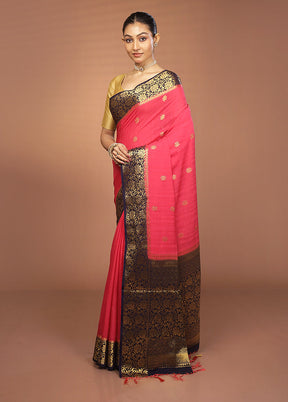 Pink Dupion Silk Saree With Blouse Piece