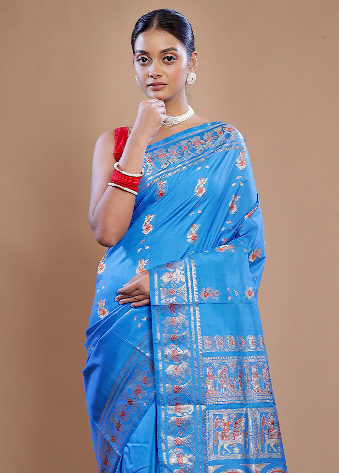 Blue Pure Swarnachuri Silk Saree With Blouse Piece - Indian Silk House Agencies