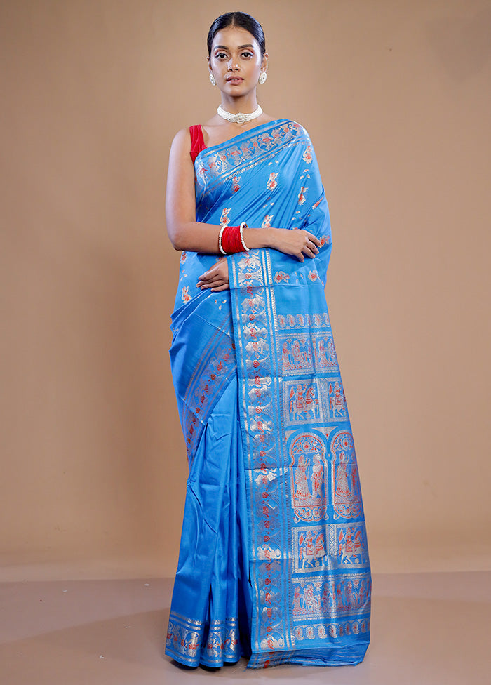 Blue Pure Swarnachuri Silk Saree With Blouse Piece - Indian Silk House Agencies