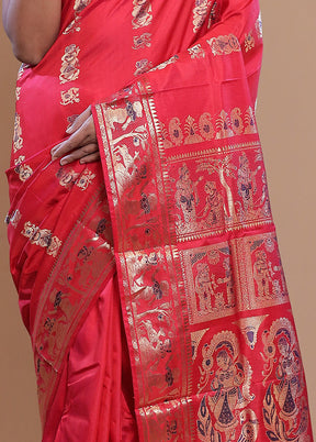 Pink Pure Swarnachuri Silk Saree With Blouse Piece - Indian Silk House Agencies