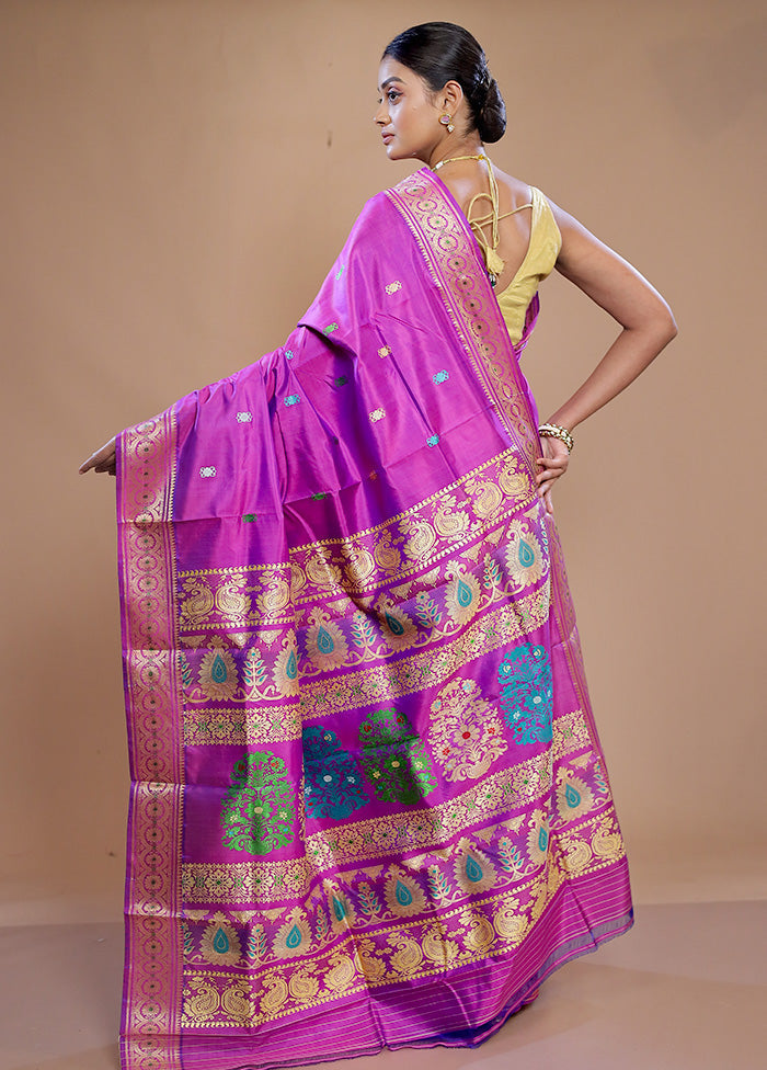 Pink Baluchari Pure Silk Saree With Blouse Piece - Indian Silk House Agencies