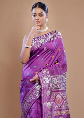 Purple Pure Swarnachuri Silk Saree With Blouse Piece - Indian Silk House Agencies