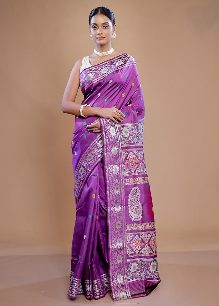 Purple Pure Swarnachuri Silk Saree With Blouse Piece - Indian Silk House Agencies