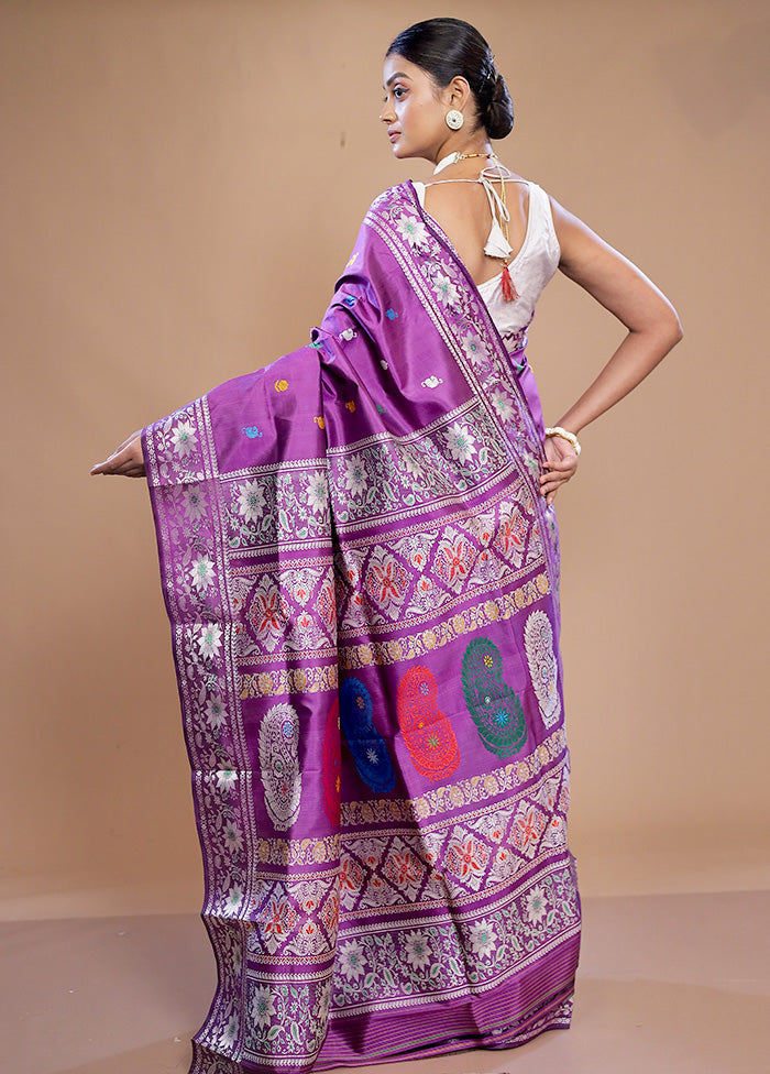 Purple Pure Swarnachuri Silk Saree With Blouse Piece - Indian Silk House Agencies