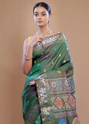 Green Pure Swarnachuri Silk Saree With Blouse Piece - Indian Silk House Agencies