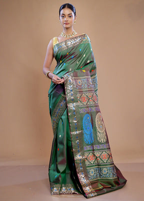 Green Pure Swarnachuri Silk Saree With Blouse Piece - Indian Silk House Agencies