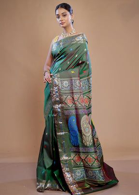 Green Pure Swarnachuri Silk Saree With Blouse Piece - Indian Silk House Agencies