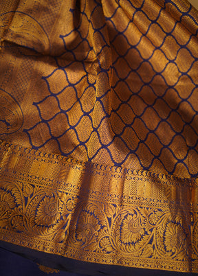 Blue Kanjivaram Silk Saree With Blouse Piece