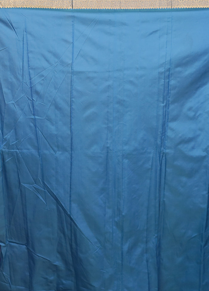 Blue Kanjivaram Silk Saree With Blouse Piece