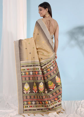 Cream Tussar Silk Saree With Blouse Piece - Indian Silk House Agencies