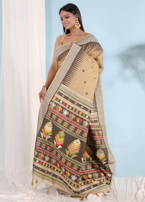 Cream Tussar Silk Saree With Blouse Piece - Indian Silk House Agencies