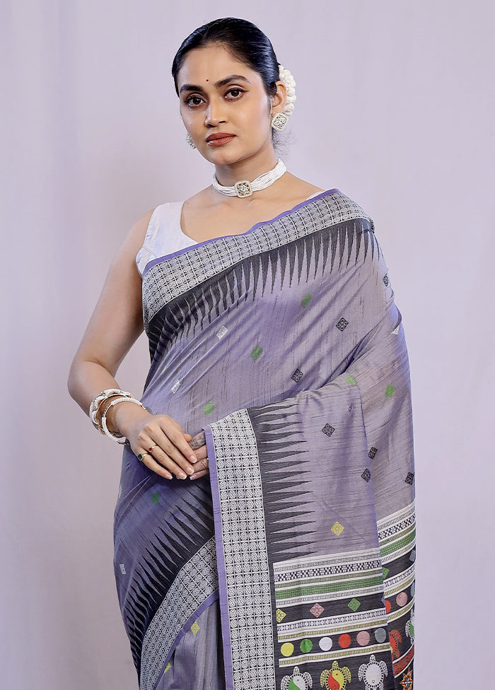 Purple Tussar Silk Saree With Blouse Piece - Indian Silk House Agencies