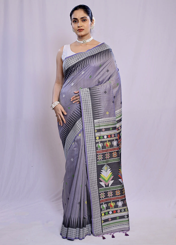 Purple Tussar Silk Saree With Blouse Piece - Indian Silk House Agencies