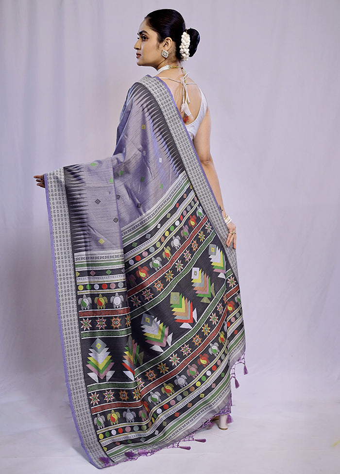 Purple Tussar Silk Saree With Blouse Piece - Indian Silk House Agencies