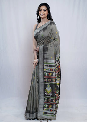 Grey Tussar Silk Saree With Blouse Piece - Indian Silk House Agencies