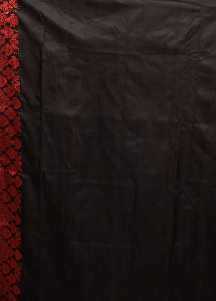 Black Handloom Assam Pure Silk Saree With Blouse Piece
