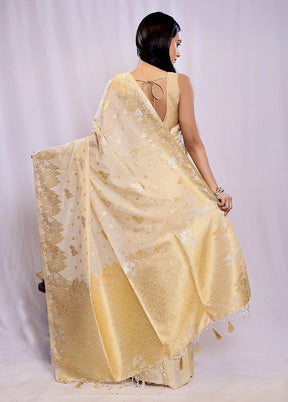 Cream Dupion Silk Saree With Blouse Piece - Indian Silk House Agencies