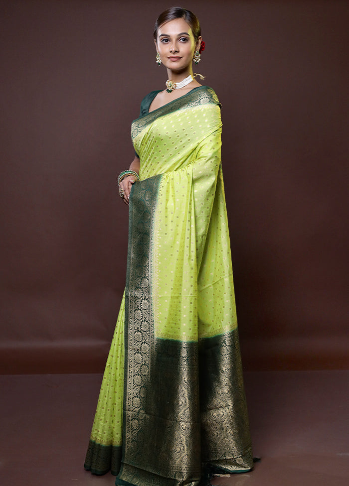 Green Dupion Silk Saree With Blouse Piece