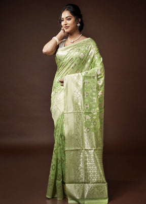 Green Cotton Saree With Blouse Piece - Indian Silk House Agencies