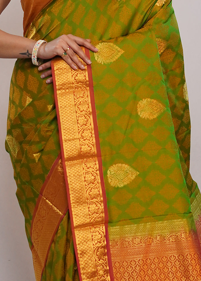 Green Kanjivaram Pure Silk Saree With Blouse Piece - Indian Silk House Agencies