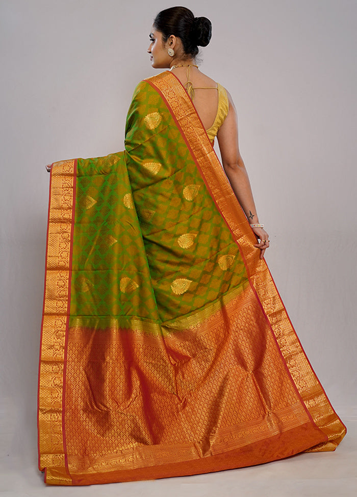 Green Kanjivaram Pure Silk Saree With Blouse Piece - Indian Silk House Agencies