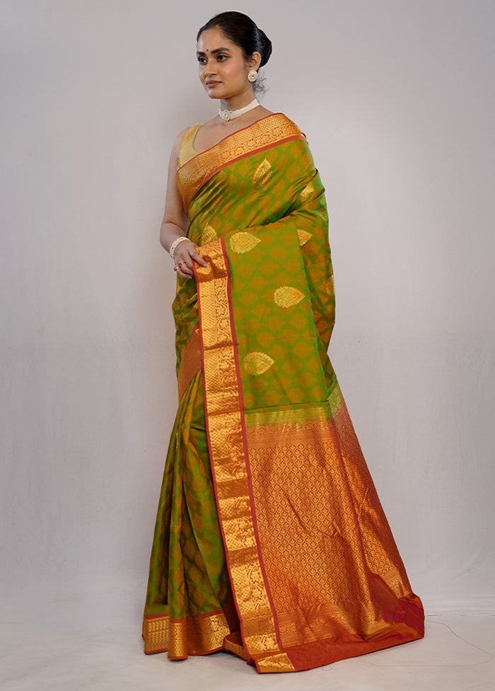 Green Kanjivaram Pure Silk Saree With Blouse Piece - Indian Silk House Agencies