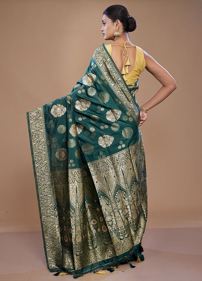 Green Dupion Silk Saree With Blouse Piece - Indian Silk House Agencies