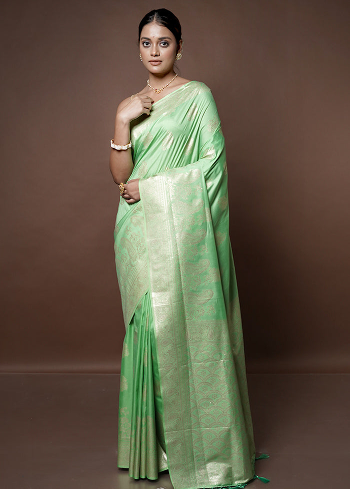 Green Dupion Silk Saree With Blouse Piece