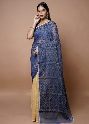 Grey Jamdani Cotton Saree Without Blouse Piece