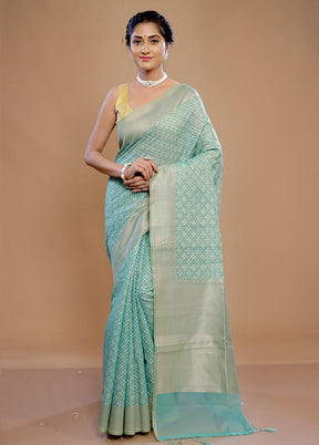 Green Pure Cotton Saree With Blouse Piece - Indian Silk House Agencies