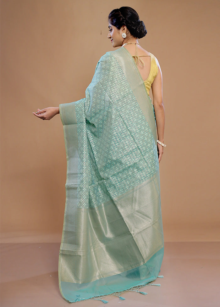 Green Pure Cotton Saree With Blouse Piece - Indian Silk House Agencies